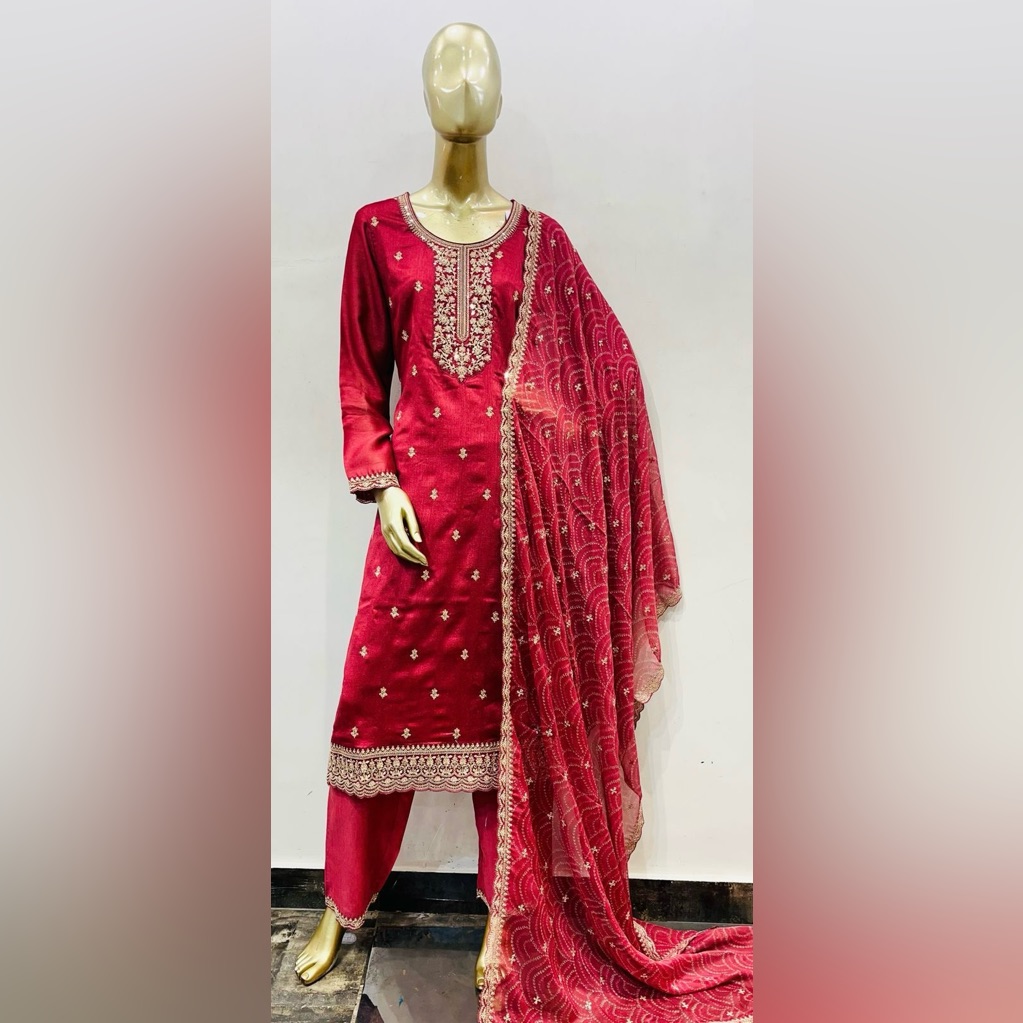 Red Color And Blue Option Available, Indian Suit
